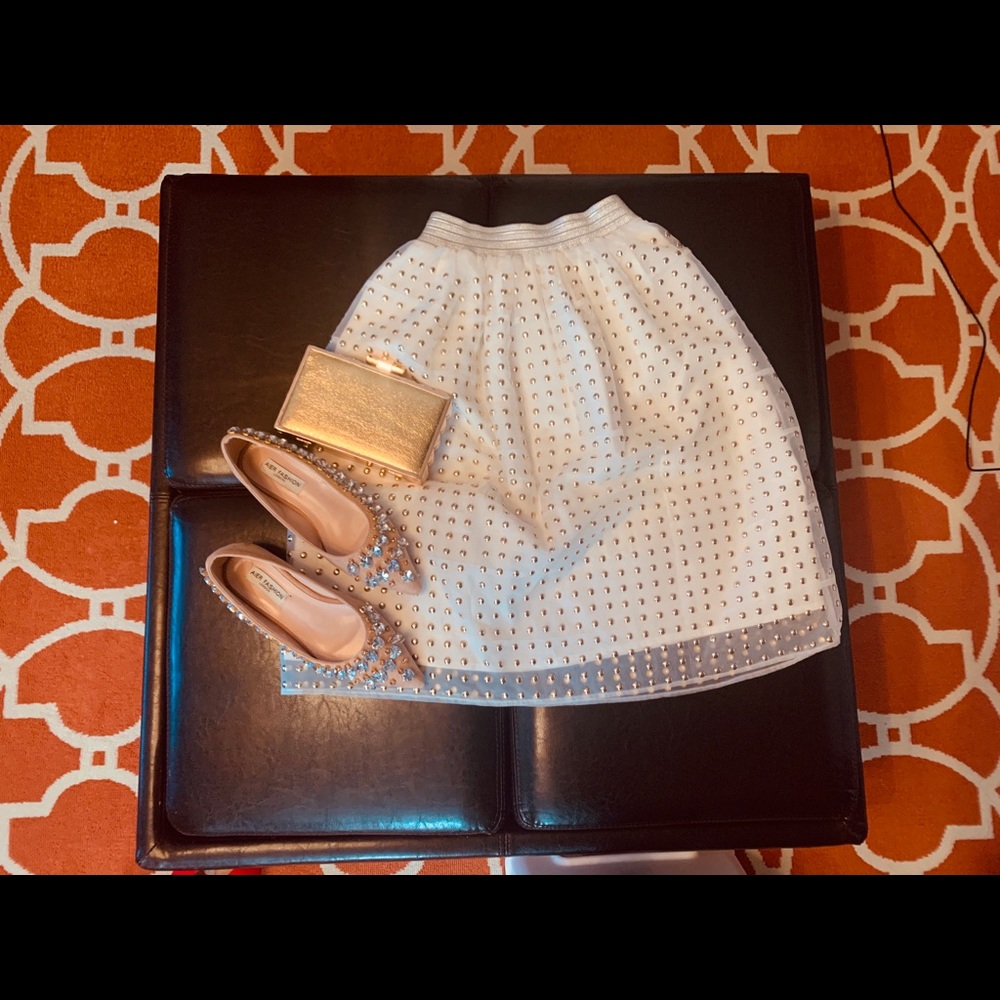 Skirt with gold  metal beads embellishment